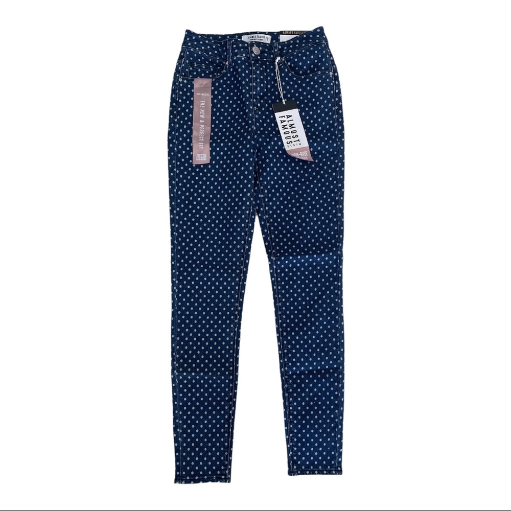 NWT Almost Famous Polka Dot High-Rise Skinny Jeans